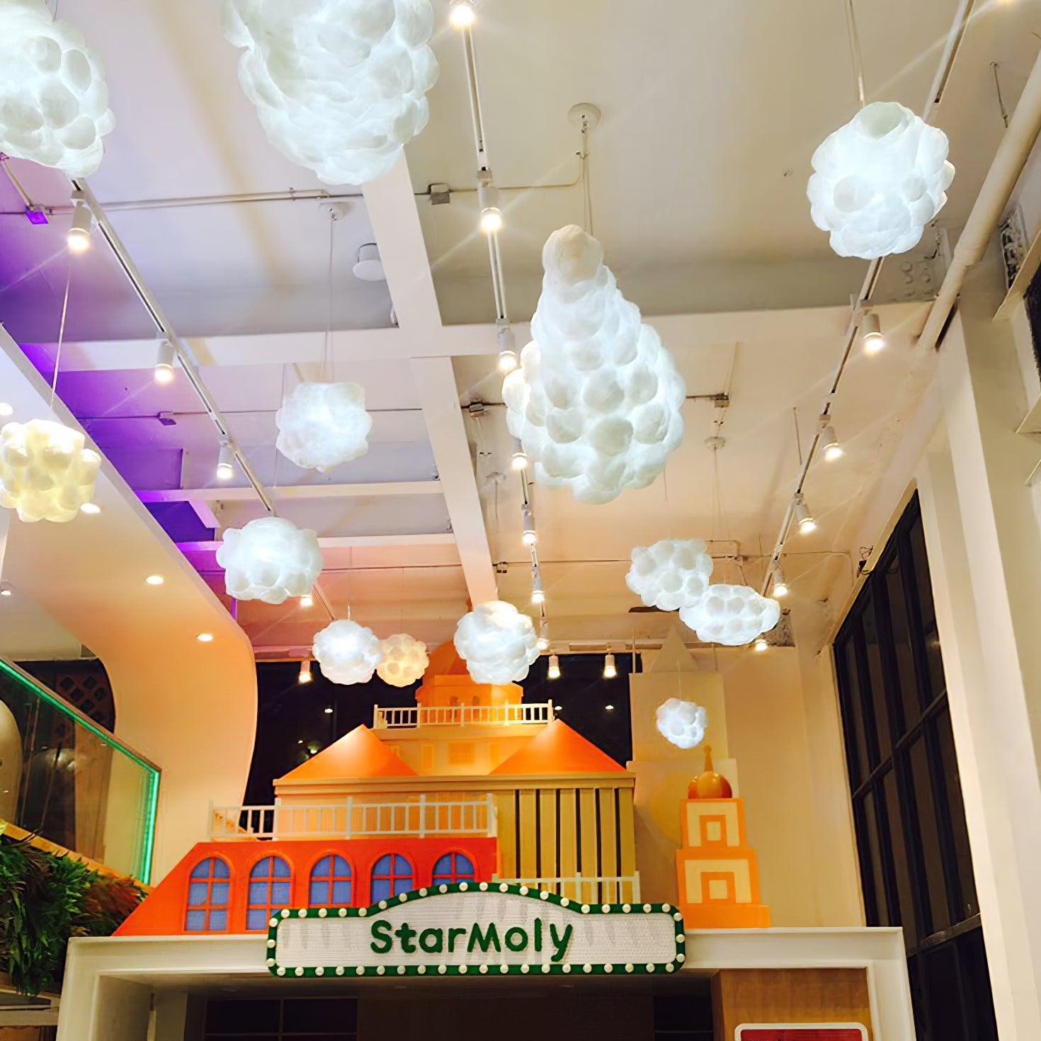 Modern Floating Cloud Pendant Light Ethereal White Hanging Ceiling Lamp for Bedroom and Nursery