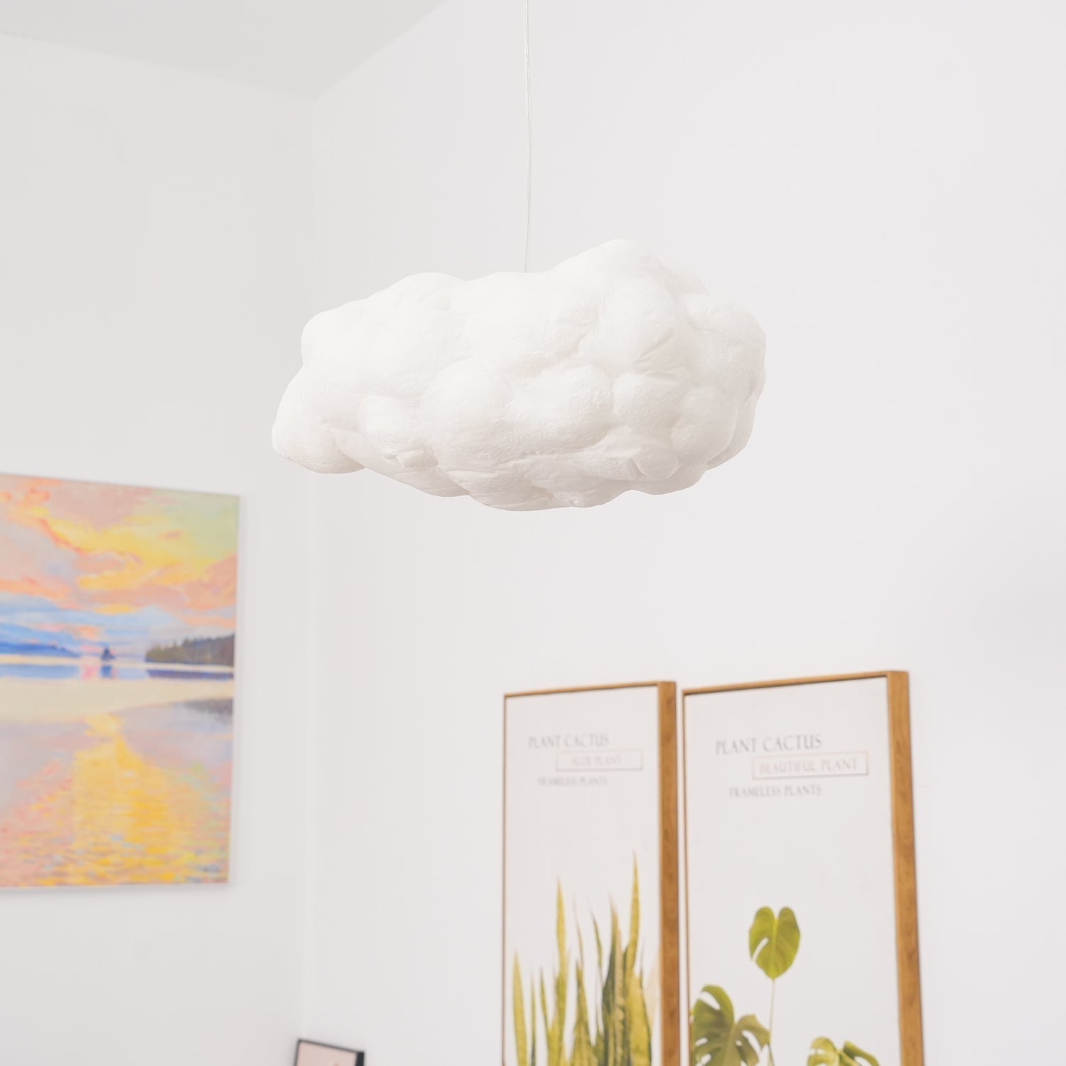 Modern Floating Cloud Pendant Light Ethereal White Hanging Ceiling Lamp for Bedroom and Nursery
