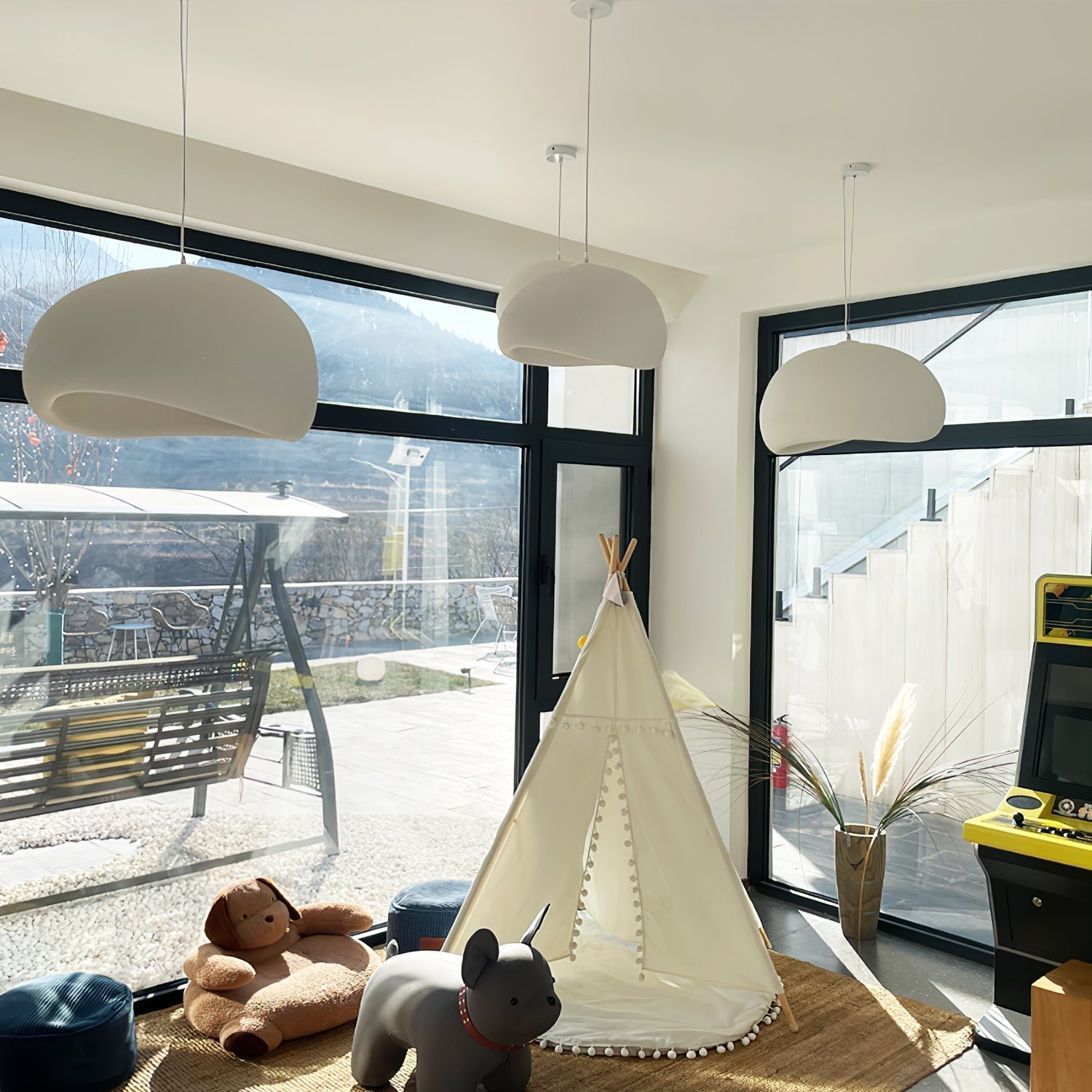 Modern Floating Cloud Pendant Light Spherical Hanging Ceiling Lamp for Living Room