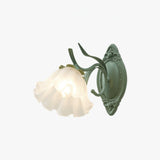 Modern Floral Blossom Glass Wall Sconce Set of Two Green Metal Petal Wall Lamp for Indoor Living