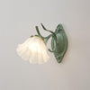 Modern Floral Blossom Glass Wall Sconce Set of Two Green Metal Petal Wall Lamp for Indoor Living