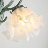 Modern Floral Blossom Glass Wall Sconce Set of Two Green Metal Petal Wall Lamp for Indoor Living
