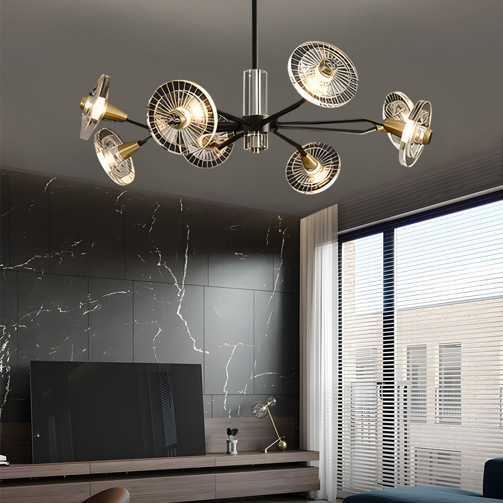 Modern Floral Crystal Chandelier Copper Postmodern Ceiling Light with 3 Color Dimming Modes