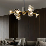 Modern Floral Crystal Chandelier Copper Postmodern Ceiling Light with 3 Color Dimming Modes
