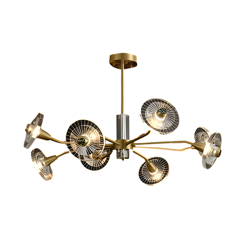 Modern Floral Crystal Chandelier Copper Postmodern Ceiling Light with 3 Color Dimming Modes