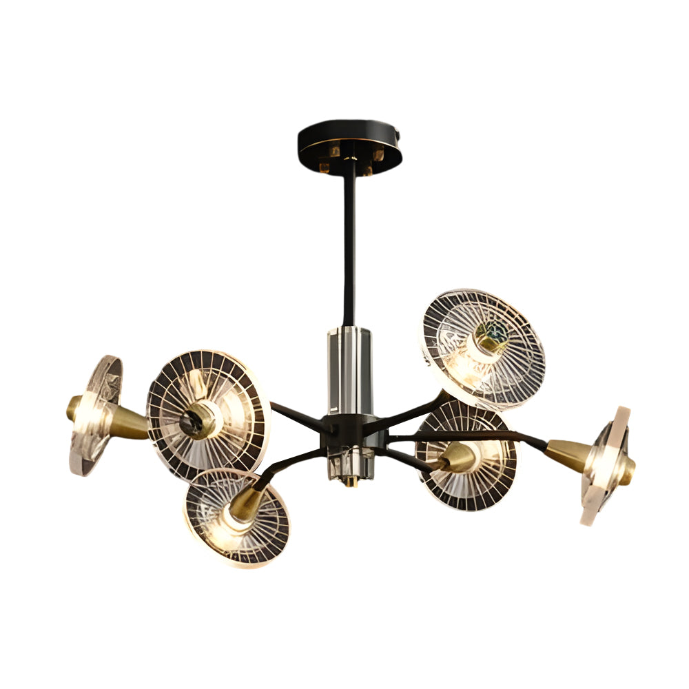 Modern Floral Crystal Chandelier Copper Postmodern Ceiling Light with 3 Color Dimming Modes
