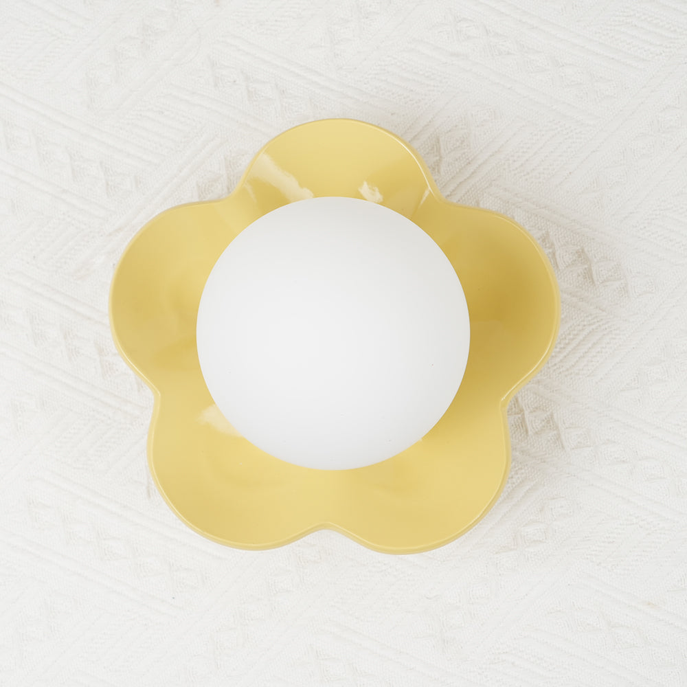 Modern Floral Resin Wall Sconce and Glass Ceiling Lamp for Indoor Lighting
