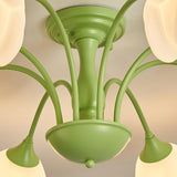 modern-floral-rose-petal-flush-mount-ceiling-light-with-white-flower-shades-and-green-finish