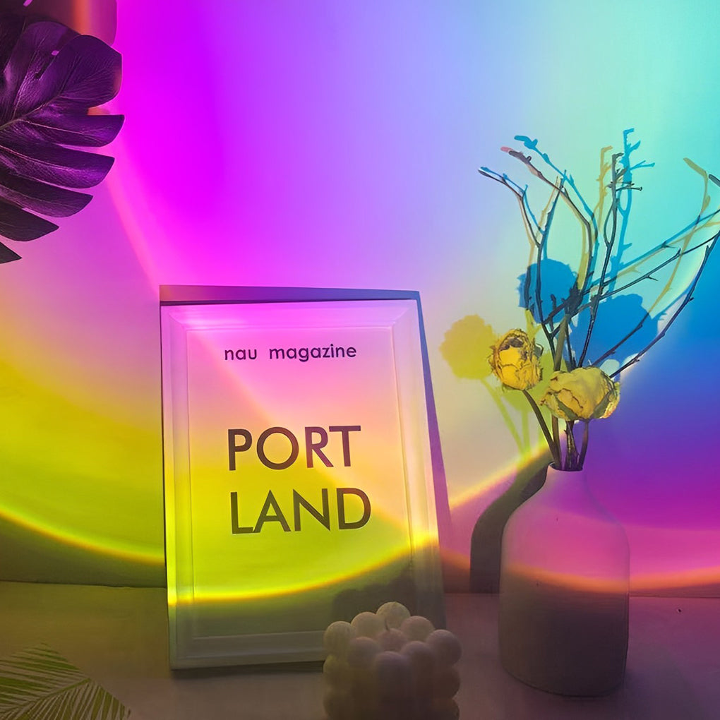Modern Flower Bud Sunset Rainbow LED Projection Table Lamp USB Powered Mood Lighting