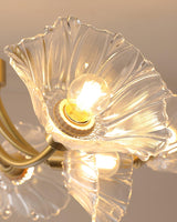Modern Flower Glass Brass Chandelier Elegant Floral Ceiling Light Fixture for Living Room