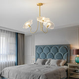 Modern Flower Glass Shade Copper Chandelier Nordic Pendant Hanging Ceiling Light