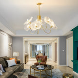 Modern Flower Glass Shade Copper Chandelier Nordic Pendant Hanging Ceiling Light