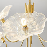 Modern Flower Glass Shade Copper Chandelier Nordic Pendant Hanging Ceiling Light