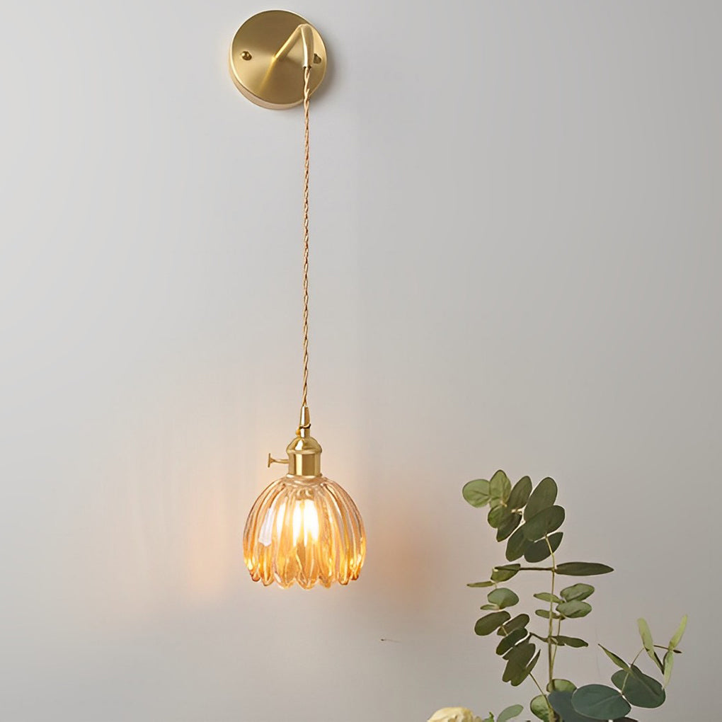 Modern Flower Shape Glass LED Pendant Light Nordic Artistic Hanging Lamp for Living Dining Room