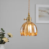 Modern Flower Shape Glass LED Pendant Light Nordic Artistic Hanging Lamp for Living Dining Room