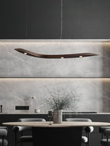 Modern Fluid Wood LED Pendant Light Waveform Architectural Hanging Chandelier Lamp