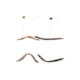 Modern Fluid Wood LED Pendant Light Waveform Architectural Hanging Chandelier Lamp