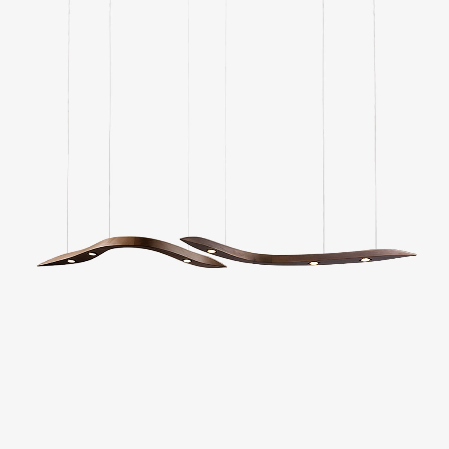 Modern Fluid Wood LED Pendant Light Waveform Architectural Hanging Chandelier Lamp