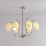 Modern Fluted Ceramic Ribbed Chandelier Multi Light Glass Gasolier Ceiling Fixture