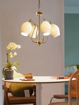 Modern Fluted Ceramic Ribbed Chandelier Multi Light Glass Gasolier Ceiling Fixture