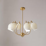 Modern Fluted Ceramic Ribbed Chandelier Multi Light Glass Gasolier Ceiling Fixture
