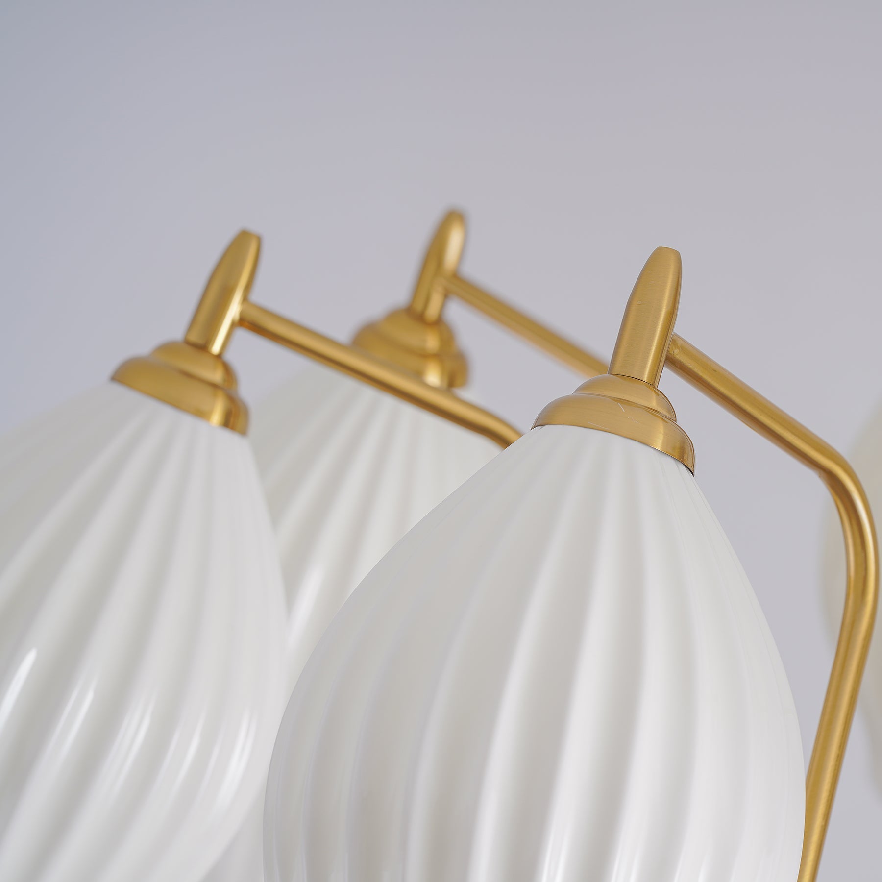 Modern Fluted Ceramic Ribbed Chandelier Multi Light Glass Gasolier Ceiling Fixture