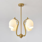 Modern Fluted Ceramic Ribbed Chandelier Multi Light Glass Gasolier Ceiling Fixture