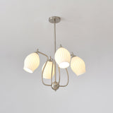 Modern Fluted Ceramic Ribbed Chandelier Multi Light Glass Gasolier Ceiling Fixture
