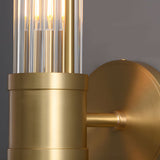Modern Fluted Glass Wall Sconce in Gold or Chrome Finish Cylinder LED Indoor Vanity Lighting