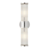 Modern Fluted Glass Wall Sconce in Gold or Chrome Finish Cylinder LED Indoor Vanity Lighting