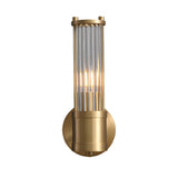 Modern Fluted Glass Wall Sconce in Gold or Chrome Finish Cylinder LED Indoor Vanity Lighting