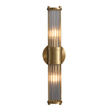 Modern Fluted Glass Wall Sconce in Gold or Chrome Finish Cylinder LED Indoor Vanity Lighting