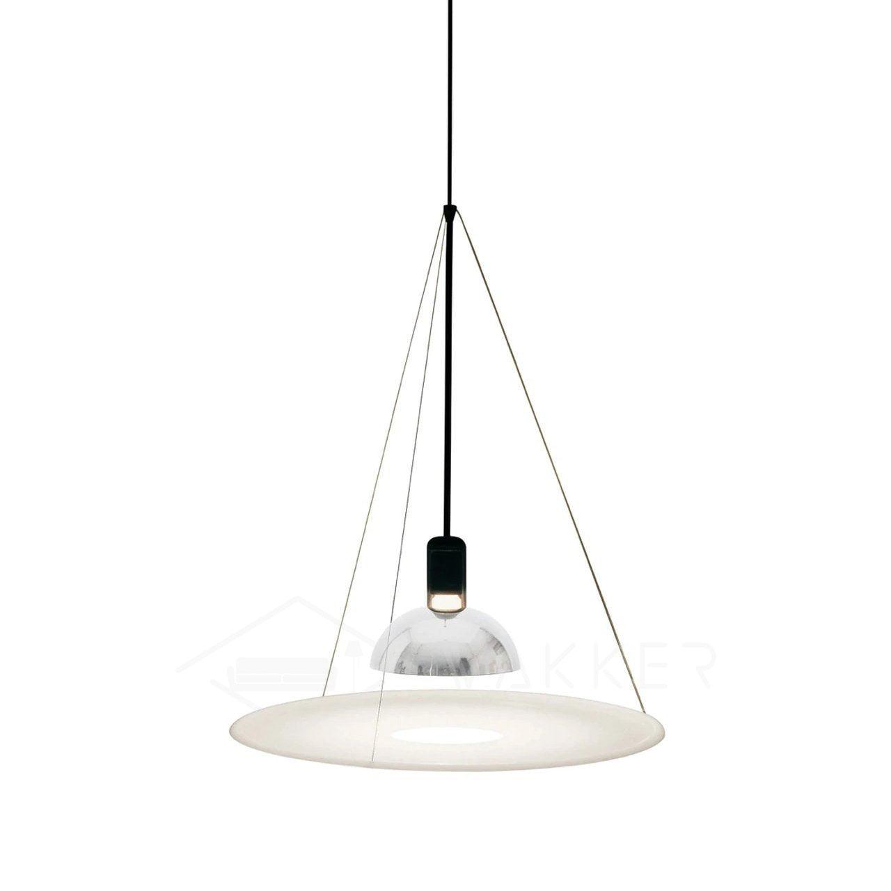 Modern Flying Saucer Pendant Light with PMMA Diffuser and Chrome Reflector