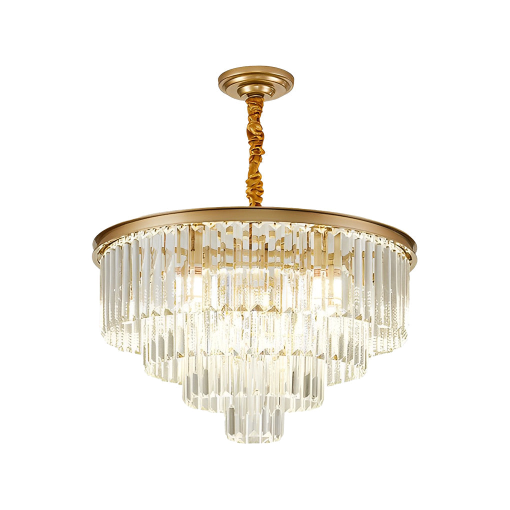 Modern Four Layer Round Crystal Chandelier Luxury 3 Color Dimming Pendant Lighting