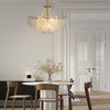 Modern French Glass Chandelier with Luxury Pearl Accents and Dimmable LED Lighting