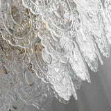 Modern French Glass Chandelier with Luxury Pearl Accents and Dimmable LED Lighting