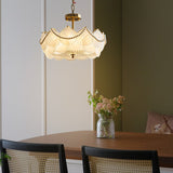 Modern French Style Glass Seashell LED Chandelier with Three Step Dimming and Copper Finish