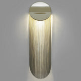 Modern Fringed Metal Wall Sconce Pair Gold and Chrome Indoor Lighting for Living Room