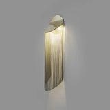 Modern Fringed Metal Wall Sconce Pair Gold and Chrome Indoor Lighting for Living Room