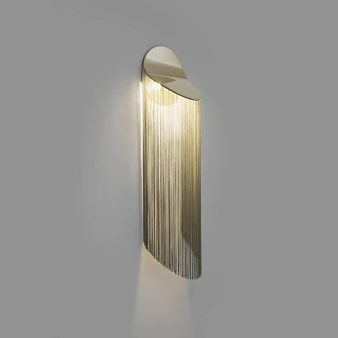 Modern Fringed Metal Wall Sconce Pair Gold and Chrome Indoor Lighting for Living Room