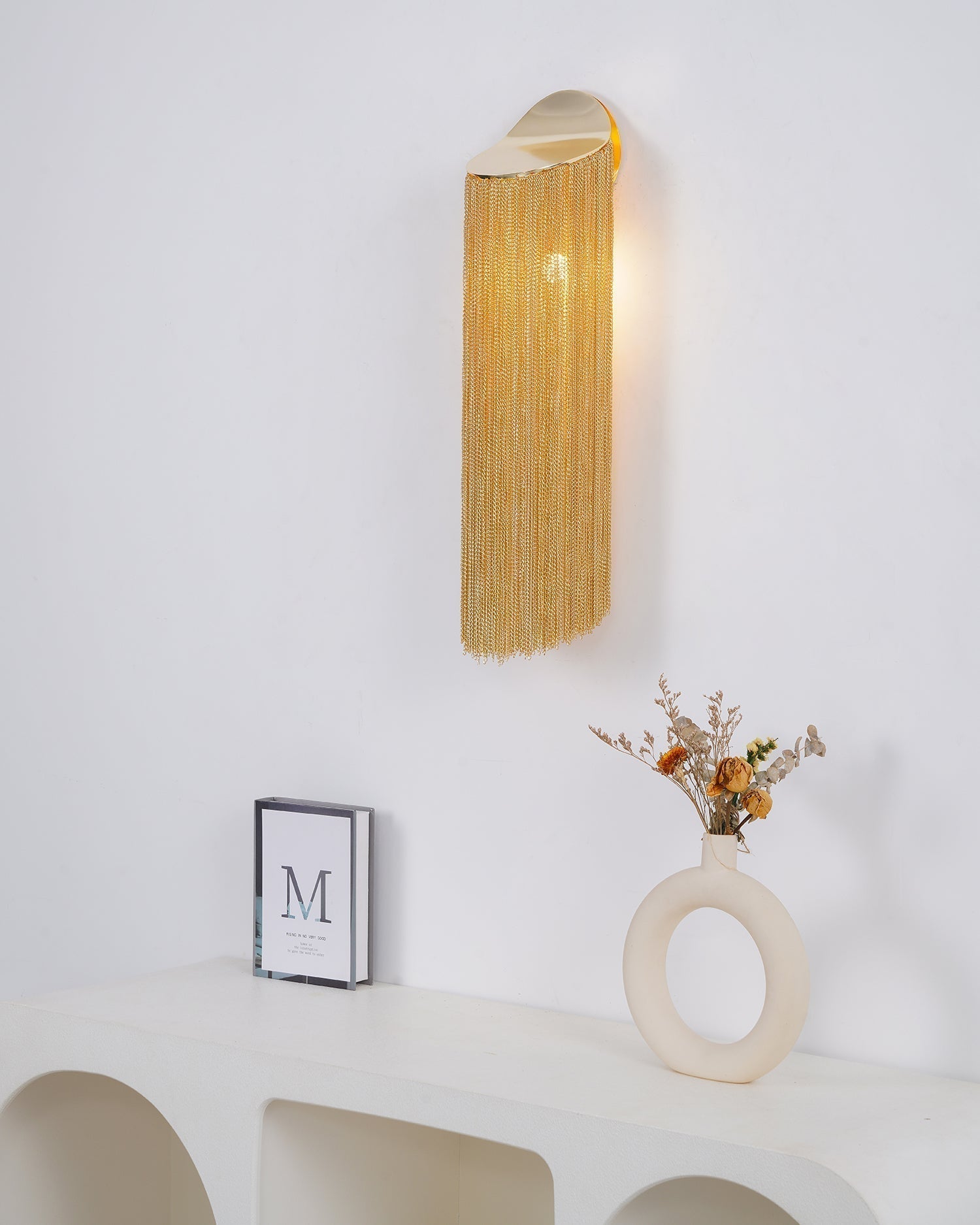 Modern Fringed Metal Wall Sconce Pair Gold and Chrome Indoor Lighting for Living Room