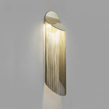 Modern Fringed Metal Wall Sconce Pair Gold and Chrome Indoor Lighting for Living Room