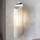 Modern Fringed Metal Wall Sconce Pair Gold and Chrome Indoor Lighting for Living Room