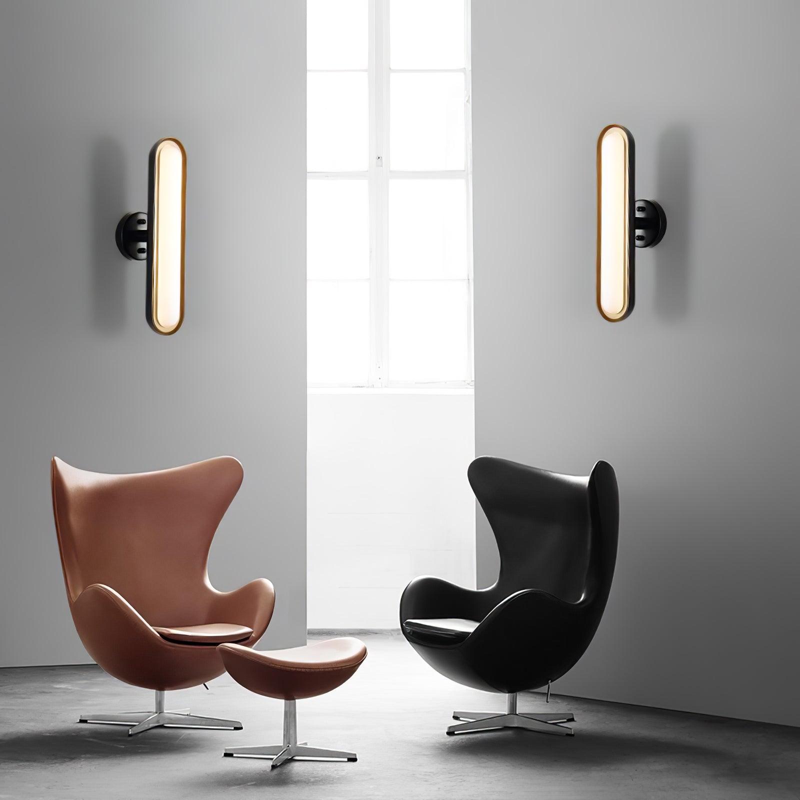 Modern Frosted Glass Capsule LED Wall Sconce and Ceiling Light Set of 2 in Metal Finish