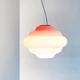 Modern Frosted Glass Cloud Pendant Lamp with Gradient Red Blue Yellow Accent