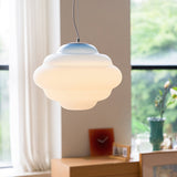 Modern Frosted Glass Cloud Pendant Lamp with Gradient Red Blue Yellow Accent