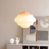 Modern Frosted Glass Cloud Pendant Lamp with Gradient Red Blue Yellow Accent