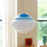 Modern Frosted Glass Cloud Pendant Lamp with Gradient Red Blue Yellow Accent