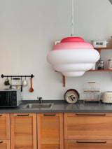 Modern Frosted Glass Cloud Pendant Lamp with Gradient Red Blue Yellow Accent