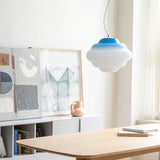 Modern Frosted Glass Cloud Pendant Lamp with Gradient Red Blue Yellow Accent